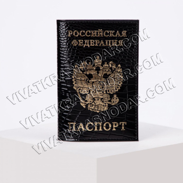 Обложка для паспорта нат.кожа 138*95мм арт.3612208 черный