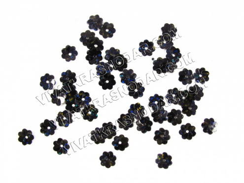 Пайетки-голограмма "Цветочек" 8мм арт.4964 черный М-50 (50гр)