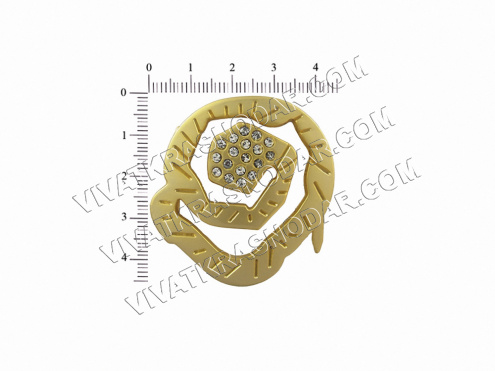 Украшение "Micron" арт.GB-1244 со стразами "Роза" 33*35мм 11-матовое золото