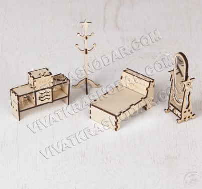 Мебель для игрушек дерево "Кровать" 10,4*6*5,5см арт.2502748
