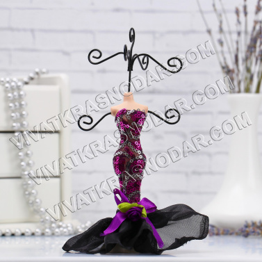 Подставка для украшений "Силуэт девушки в платье" h18см арт.1195446 черный/фиолетовый