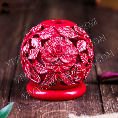Подсвечник-шар стеатит "Каменный цветок" на одну свечу 8*8см арт.866723