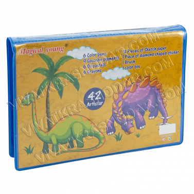 Набор для рисования "Динозавры " 42 предмета 17,5*11,5*2,5см арт.WS-180642S-AB