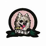 Термоаппликация  "Эмблема Собака" 50*60мм арт.R-2906 черный/розовый