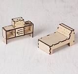 Мебель для игрушек дерево "Кровать" 10,4*6*5,5см арт.2502748