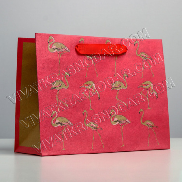 Пакет крафт 18*23*10см "Фламинго" арт.4783261 розовый