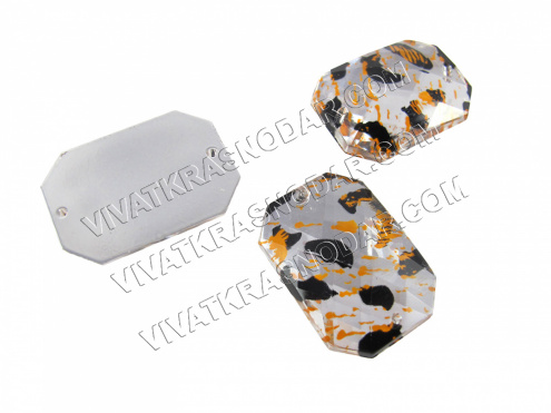 Камни пришивные "Прямоугольник" 18*25мм арт.CQN-0951серебро/черный/оранжевый
