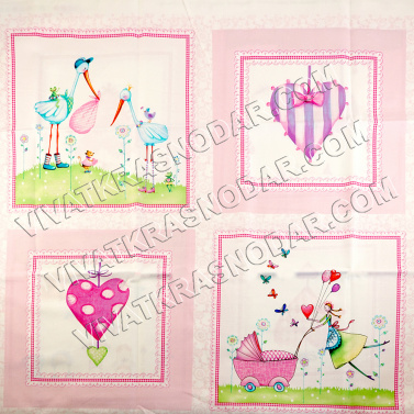 Ткань Peppy 60*110см  A Bundle of pink Panel арт.4670 26402 PIN1