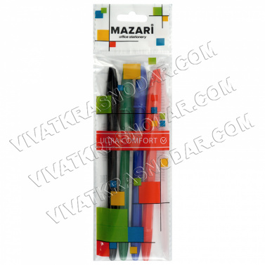 Набор ручек шариковых на масляной основе 4цвета "Mazari" арт.M-5711-4OPP