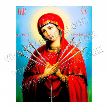 "Богородица Семистрельная" 21*25см арт.21145JA  Картина стразами на подставке частичная выкладка