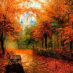 "Осенний парк" 50*40см арт.0135B Картина стразами на подрамнике