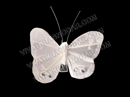 Бабочка на зажиме 5см арт.14585 белый/серебро