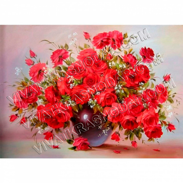 "Красные розы" 50*40см арт.0070B Картина стразами на подрамнике