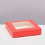 Коробка крафт с окошком 16*16*3см арт.4588933 розовый (для маракун)