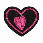 Термоаппликация "Сердце" 35*40мм арт.L028 черный/розовый