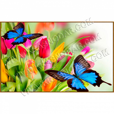 "Бабочки в тюльпанах" 28*20см арт.3549246 Картина стразами