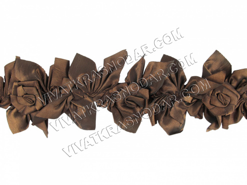 Тесьма "Цветы" 75мм арт.2100 коричневый (от 1м)