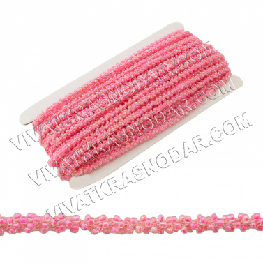 Тесьма-шнур из бисера 6мм арт.725 розовый