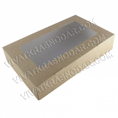 Коробка крафт с окошком 20*12*4см "ECO TABOX" арт.01649