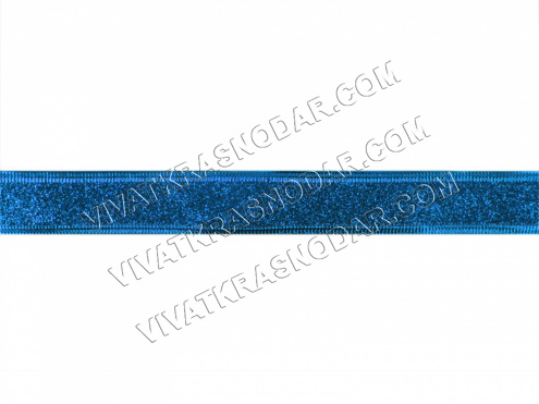 Лента армированная атласная 25мм арт.ФУ-9061 синяя с блестками