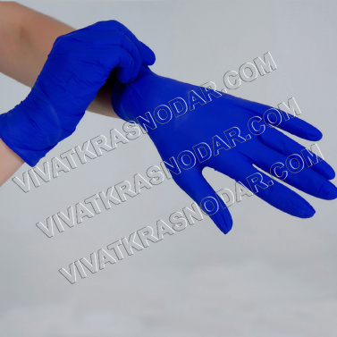 Перчатки нитриловые неопудренные синий M (5пар)